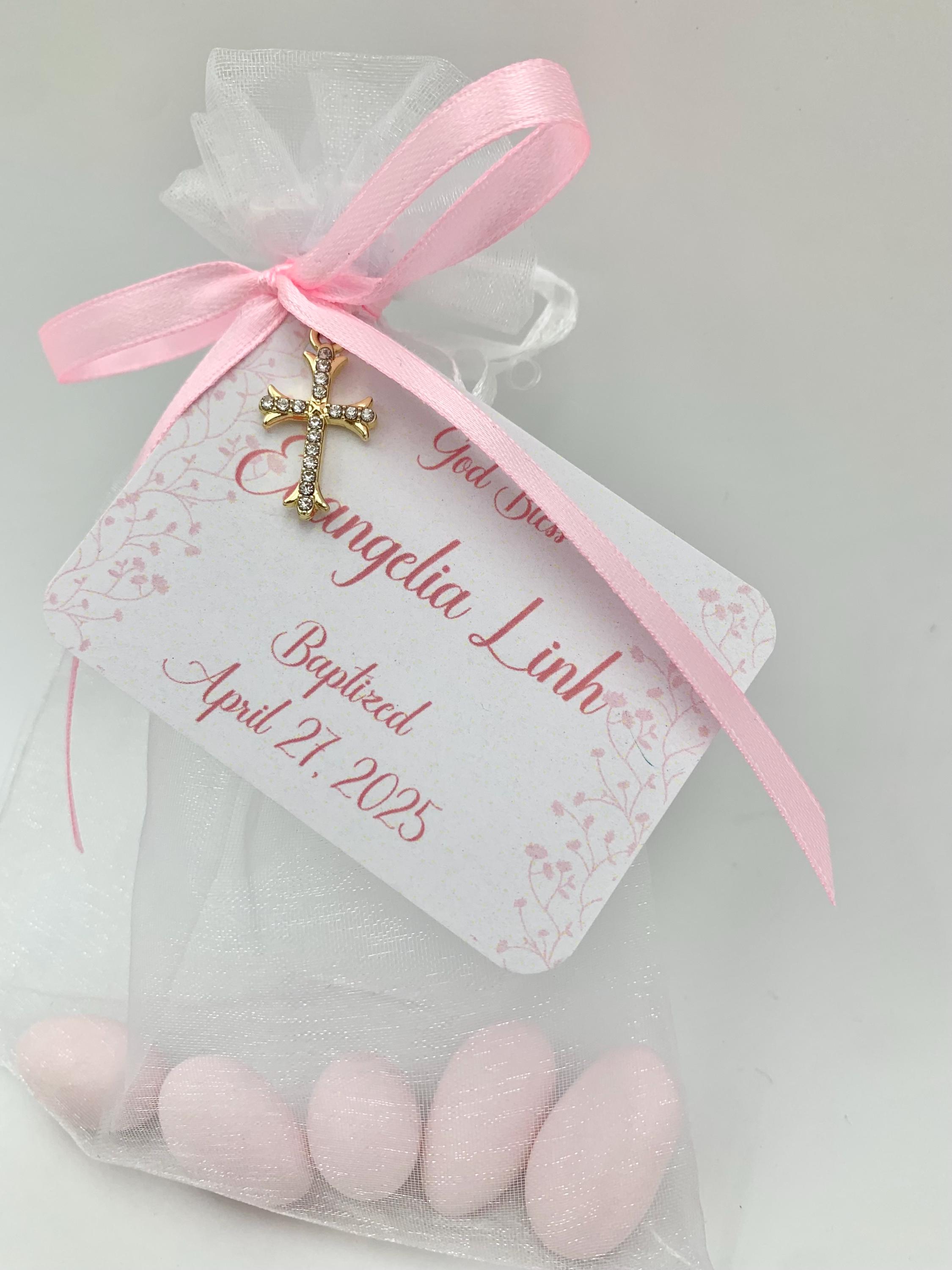 50 pcs | Greek boubounieres | Greek Koufeta | Baptism bomboniere | Pink Koufeta | Cross favors | Girl baptism