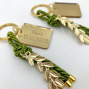 10pcs, Olive branch favors, Personalized Baptism Favors keychains with olive branch, Greek Orthodox Martyrika, First Communion favors.