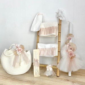Flower Baptism set-Baptism girl set-Greek baptism set-Orthodox Baptism-Greek Christening-Candle Ladopana Keepsake box Oil set.