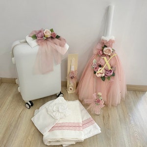 Greek Baptism Gift Set | Orthodox Greek  Keepsake | Girls Baptism Kit | Baptism Candle |  Ladopana Set | Custom Christening Gift