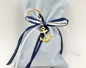Anchor Bomboniera for Guests,  Baptism favor bags for Greek Orthodox Baptism, baby boy shower gift, 10 pcs