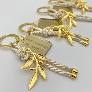 10 pezzi - Bomboniera per matrimonio con ramo d'ulivo - Portachiavi con ramo d'ulivo - Bomboniera per fidanzamento personalizzata - Bomboniere per la festa di fidanzamento greca per gli ospiti.