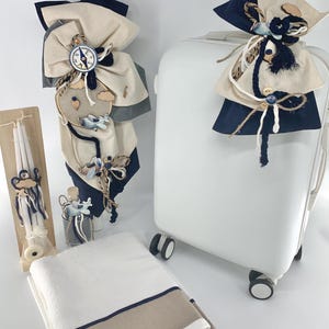 Airplane baptism set- Travel theme  boy christening - Towel set- Baptism boy set - Greek baptism set-Orthodox Baptism candle.
