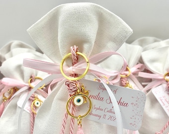 10 pcs, Evil eye favor, Girl Baptism favor, keychain favor, koufeta bomboniera, greek bomboniera, baptism pouches, orthodox babtism,