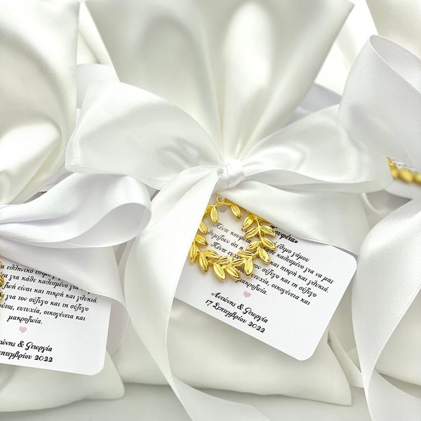 Greek Wedding favor tags, Boubouniera Tags, Koufeta Bomboniera, Wedding satin bags, Orthodox wedding, Italian Wedding, Almond Favor Tags