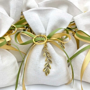 Etiquettes cadeaux mariage Couronne Olivier Naturel, cadeau invités