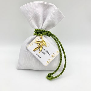 Olive branch favors, Christening bomboniere, olive branch boubounieres, Greek orthodox baptism boubounieres, Greek bomboniere, koufeta tag