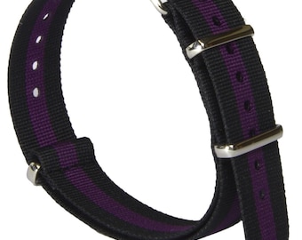 Black and Purple Striped G10 Watch Strap