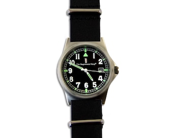 G10 Militär Uhr mit Armband aus schwarzem Leder