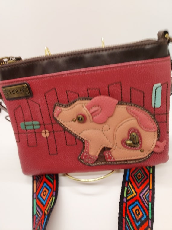 Chala shoulder handbag pig pink and brown 8 in L … - image 2