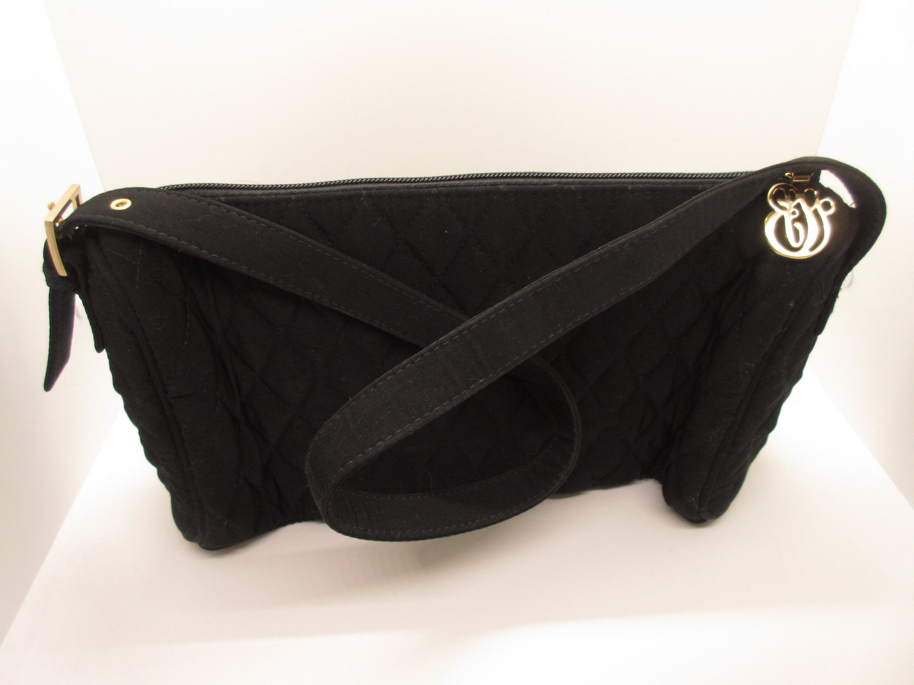 Vera Bradley Black Quilted Handbag 11l X 7w X 2 1/2d Etsy