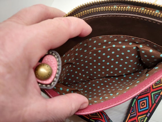 Chala shoulder handbag pig pink and brown 8 in L … - image 4