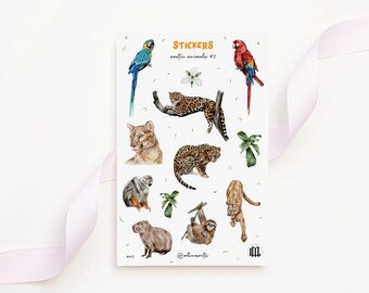 decorative stickers with motifs of exotic animals Sticker sheets scrapbook and bullet journal stickers