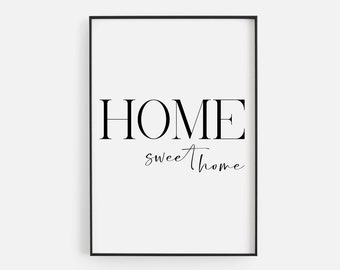 Poster "Home sweet home", minimalistischer Typo-Kunstdruck, als Hoch- oder Querformat verfügbar