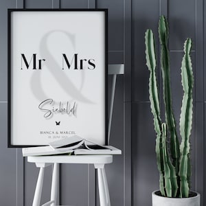 Personalisierte Fußmatte „Mrs & Mr Nachname“ – Rutschfest, Waschbar, 60x40 Cm, Weiß, Perfekt Als Hochzeitsgeschenk