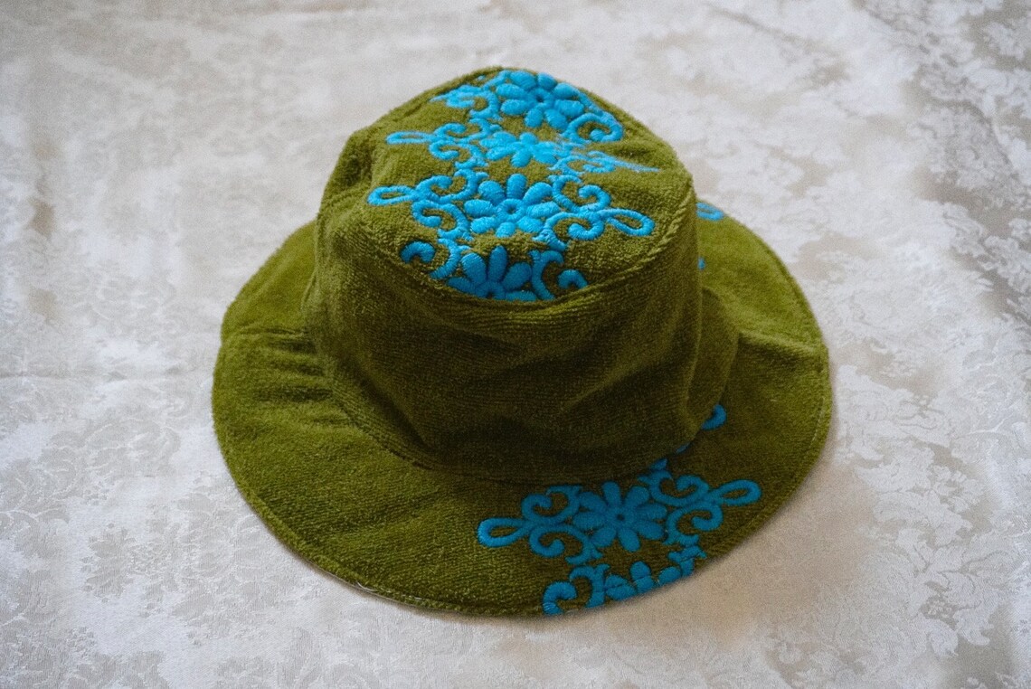 Vintage towel bucket hat / Vintage towel hat / handmade bucket Etsy