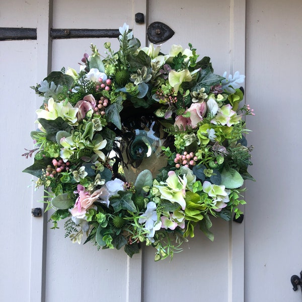 BACK IN STOCK - Spring/Summer Wreath, Handmade Front Door Wreath, Hydrangea and Berry Wreath, Spring Wreath, Summer Wreaths