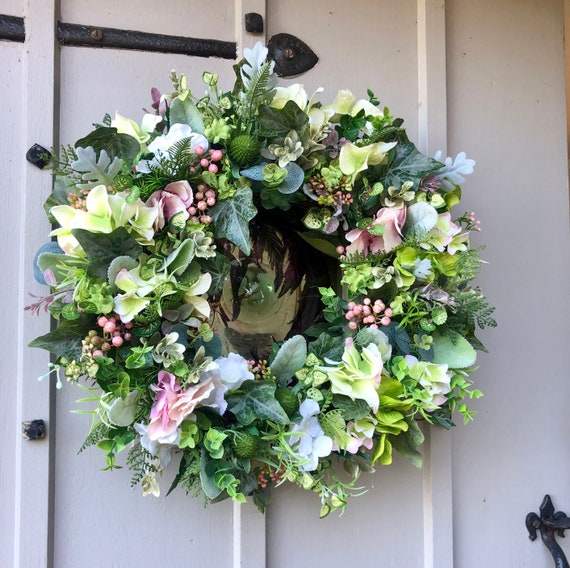 Floral Heart Wreath, Handmade Wreath, Heart Shaped Front Door