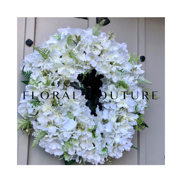 NEW....Hydrangea Wreath, Handmade Spring/Summer Front Door Wreath, Floral Door Wreath, Faux Wreath, Wedding Decor