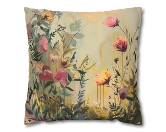 Floral Serenity Square kussensloop - Levendige kleuren, ideaal housewarming cadeau en Moederdagcadeau, decoratief en comfortabel sierkussen