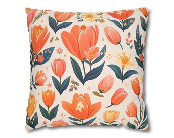 Taie d'oreiller carrée de la collection florale vibrante - Housse de coussin, fête des mères, cadeau de pendaison de crémaillère, décoration d'intérieur vive et confortable