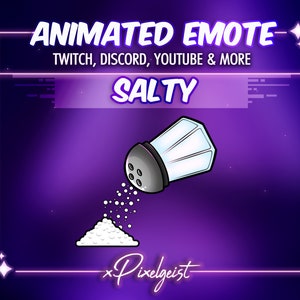 Animated Salt Emote, Salty Twitch Emote, Animated Emotes, Salt Emote, Angry, Salt Shaker Emote, Streamer Graphics, Instant Digital Download