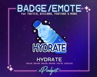 Hydrate Water Bottle Twitch Emote: Streamer Graphic (Digital Download)