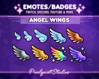 Angel Wing Subscriber Badges: Celestial Twitch Emotes (Instant Download)