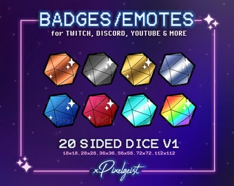 D20 RPG Badges, Dice Badges, Bit Badge, Channel Points, Sub Badge, Twitch Badge, Streamer Graphics, Emotes, Donation, Instant Download