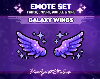 Galaxy Angel Wing Emote Set: Celestial Twitch Badges (Instant Download)
