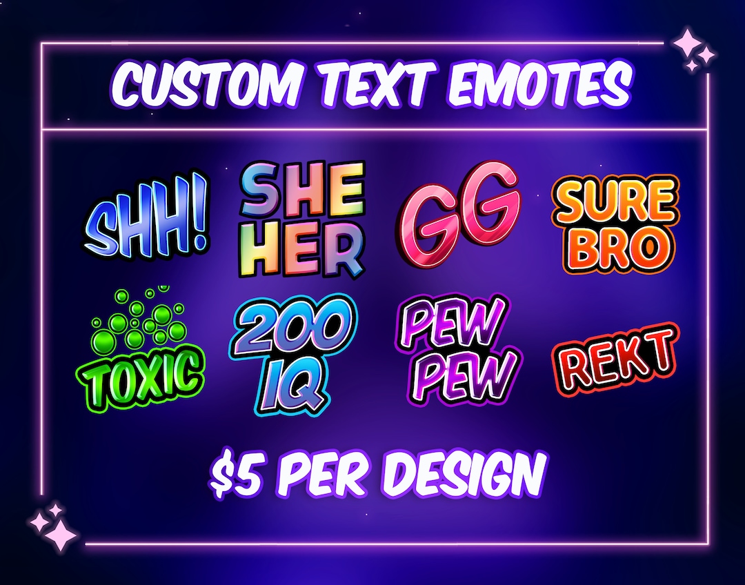 Custom Text Twitch Emote Word Emote Streamer Emote Gaming Etsy