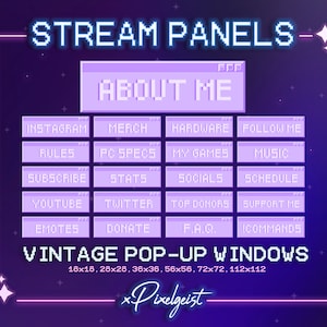 Twitch Steam Panels, Lavender, Vintage Computer, Vaporwave Internet, Browser Alert, Retro Window Pop-Up, Pixel Style, Instant Download
