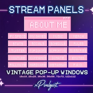 Twitch Steam Panels, Pink Panels, Vintage Computer, Vaporwave Internet, Browser Alert, Retro Window Pop-Up, Pixel Style, Instant Download