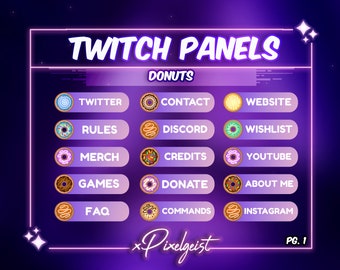 Donut Twitch Panels: Kawaii Bakery Theme (Digital Download)