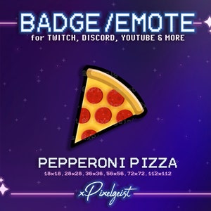 Pizza Slice Emote, Pizza Streamer Graphic, Twitch Emote, Gamer Food, Bit Badge, Sub Badge, Channel Points, Donation, Instant Download