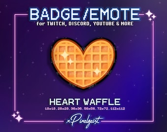 Heart Waffle Streaming Emote, Channel Points, Badges, Twitch Emote, Kawaii, Streamer, Streamer Graphics, Spende, Sofort Digital Download