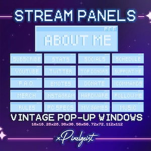 Twitch Steam Panels, Pastel Blue, Vintage Computer, Vaporwave Internet, Browser Alert, Retro Window Pop-Up, Pixel Style, Instant Download