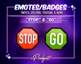 Stop and Go Twitch Emote Set: Streamer Graphics (Instant Download)