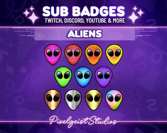 Alien Sub Badges: Twitch Emotes, Galactic Badges (Instant Download)