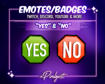 Yes and No Twitch Emote Set: Streamer Graphics (Instant Download)