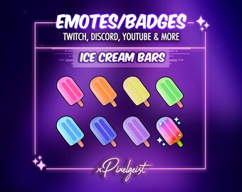 Ice Cream Bar Emotes: Twitch Sub Badges, Stream Graphics (Digital Download)