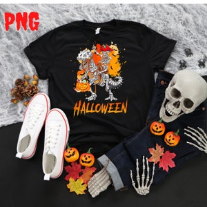 Dinozaury Halloween PNG, Dinozaur PNG Dynia Png, T Rex Png, Halloween Szkielet Sublimacja Projekt, Natychmiastowe Pobieranie