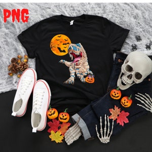 Dinosaurs Halloween PNG, Dinosaur PNG Pumpkin Png, T Rex Png, Halloween Skeleton Sublimation Design,Instant Download