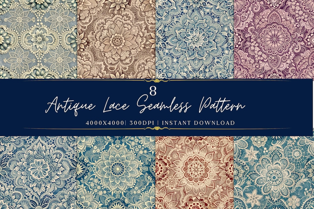 Antique Lace Seamless Pattern Bundle | Vintage Floral Digital Paper ...