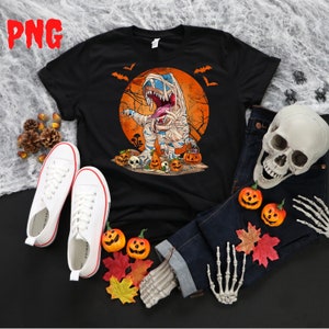 Dinosaurs Halloween PNG, Dinosaur PNG Boo Png, T Rex Png, Halloween Skeleton Sublimation Design,Instant Download