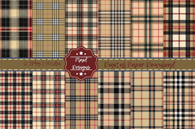 Plaid Digital Paper Pack | Seamless Tartan Pattern Backgrounds - Etsy