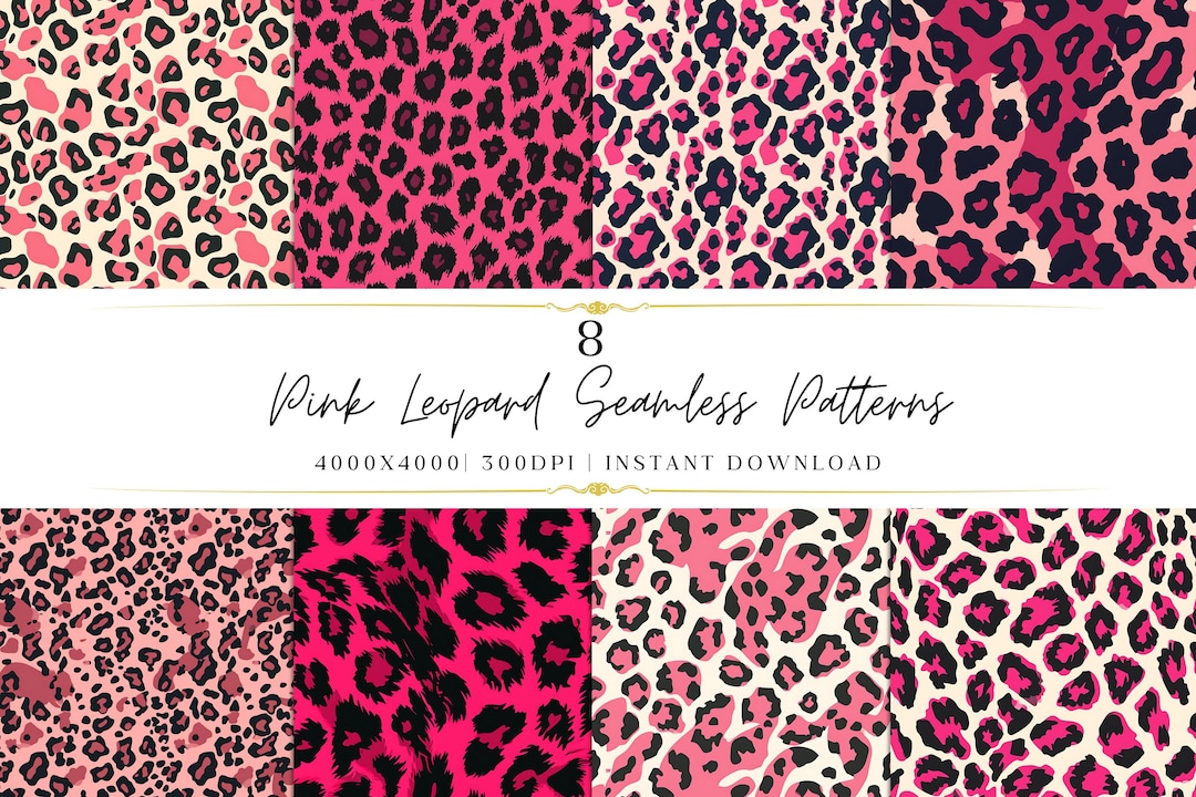 Pink Leopard Print Seamless Pattern Bundle | Retro Hot Pink Cheetah ...