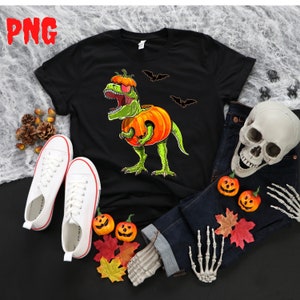 Dinosaurs Halloween PNG, Dinosaur PNG Pumpkin Png, T Rex Png, Halloween Skeleton Sublimation Design,Instant Download