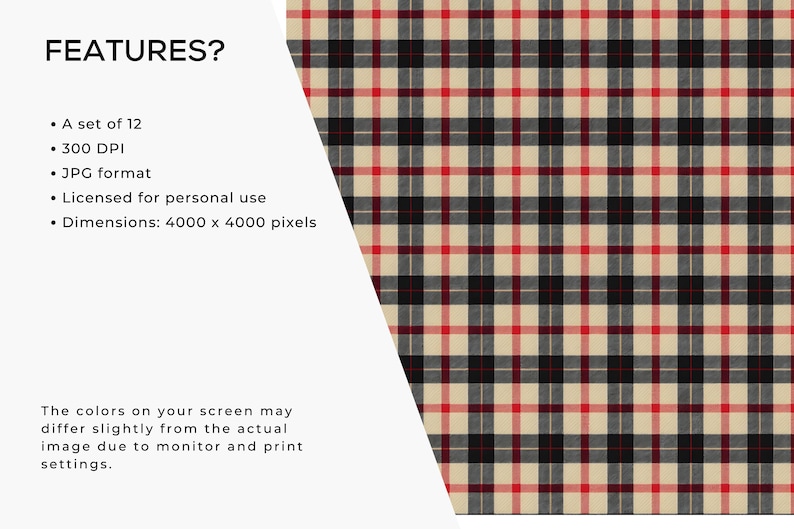 Plaid Digital Paper Pack | Seamless Tartan Pattern Backgrounds - Etsy
