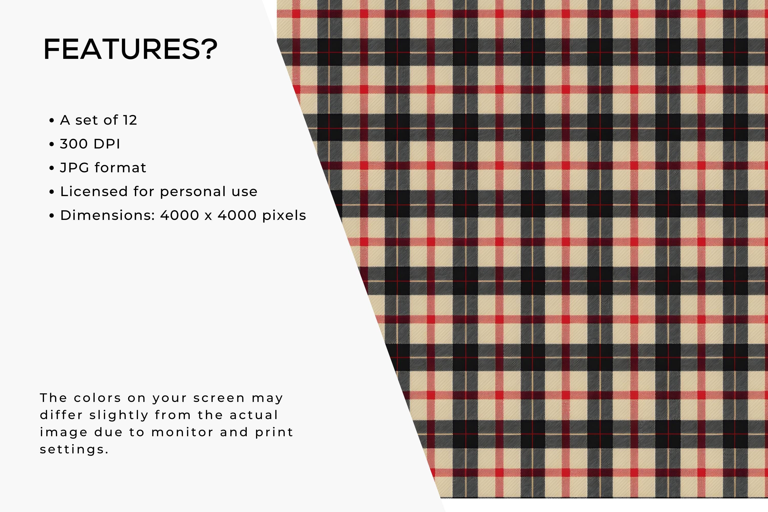Plaid Digital Paper Pack | Seamless Tartan Pattern Backgrounds - Etsy